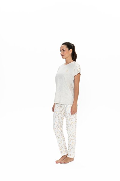 U.S. Polo Assn. Mlnj pentru femei, bej. Set de pijamale confortabile U.S. Polo Assn. ILC2.20A06X3U