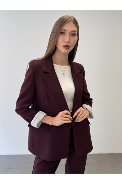 ossons Sleeve Fold Belted Jacket Pants 2-Piece Suit