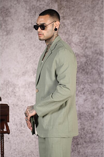 king brich Regular Fit Blazer Linen Bottom Top Set