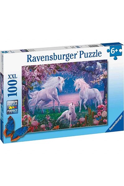 RAVENSBURGER White Unicorns Puzzle, 100 Pieces