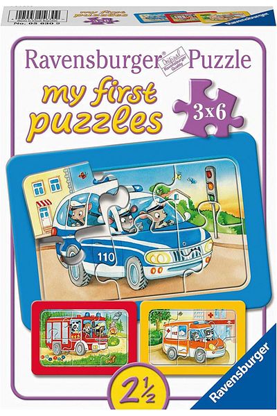 RAVENSBURGER Animals Driving Vehicles Puzzle, 3X6 Pieces