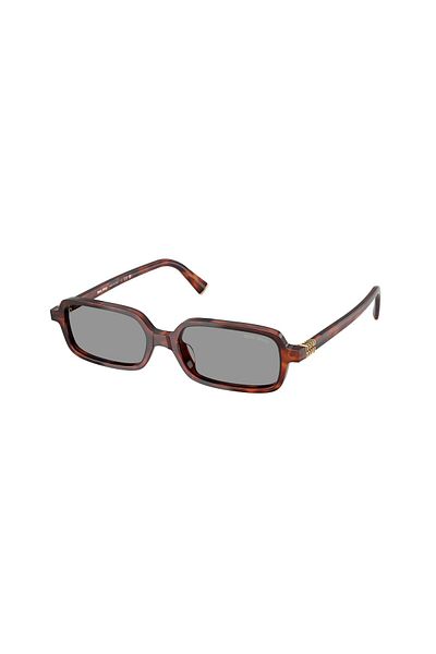 Miu Miu Women Uv400 Sunglasses Brown Bone Frame Smoked Lens