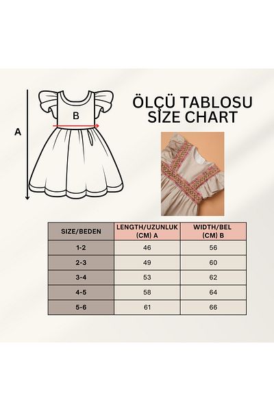 Little Pumpkin Ethnic Patterned Linen Girl's Eid Dress