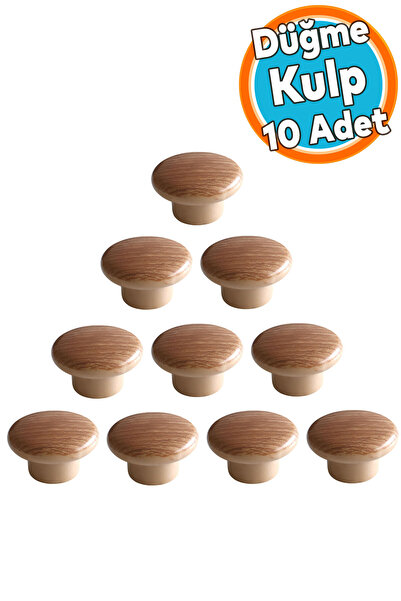 NZB Mobilya Düğme Kulp Açık Ceviz Renk Mutfak Dolap Dolabı Çekmece Kulpu Kulbu Plastik Tek Vida 10 Adet