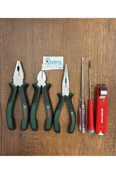 Bosch 6 Parça Çok Amaçlı El Aleti Seti İzeltaş Kontrol Kalemi Joker Klemens N...