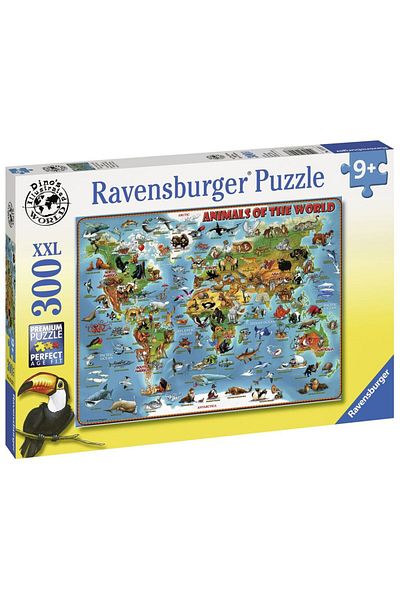 RAVENSBURGER Animal Map Puzzle, 300 Pieces