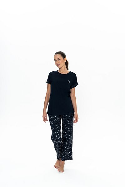 U.S. Polo Assn. U.S. Polo Assn. Set pijamale cu buline albastru bleumarin pentru femei - ILC2.20E05F2G