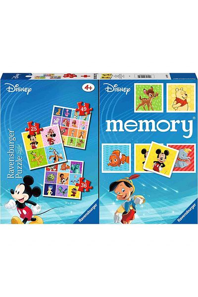 RAVENSBURGER Puzzle + Memory Game Disney Characters, 25/36/49 Pieces