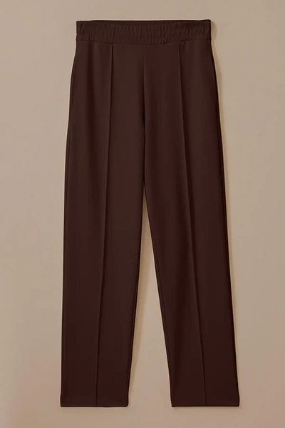 SEÇİL Women's Brown Elastic Waist Ankle Length Pants
