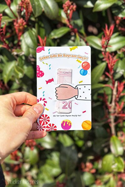 Sticker Ekspres Bayram Tebrik Kartı 12 Adet Ramazan Bayramı Hediye Kartı Kurban Bayramı Harçlık Kartı