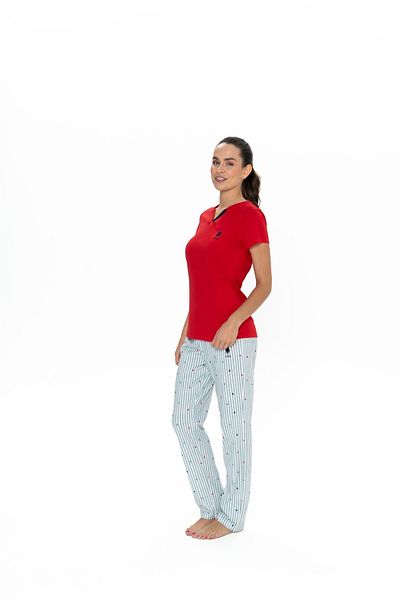 U.S. Polo Assn. Women's Red Pajama Set - U.S. Polo Assn. V Neck Heart
