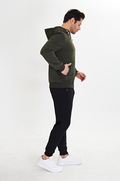 Marco Ferry Βαμβακερή κουκούλα ανδρική φόρμα χακί 5746-H