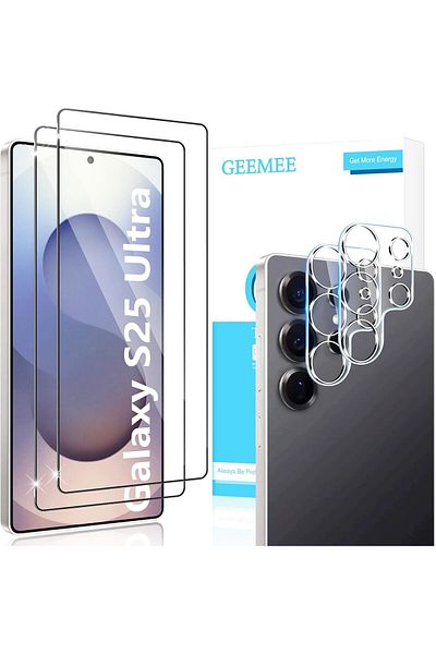 AWH واقي شاشة من الزجاج المقوى 9H لهاتف Samsung S25 Ultra [عبوة من قطعتين] + واقيات كاميرا [عبوة من قطعتين]