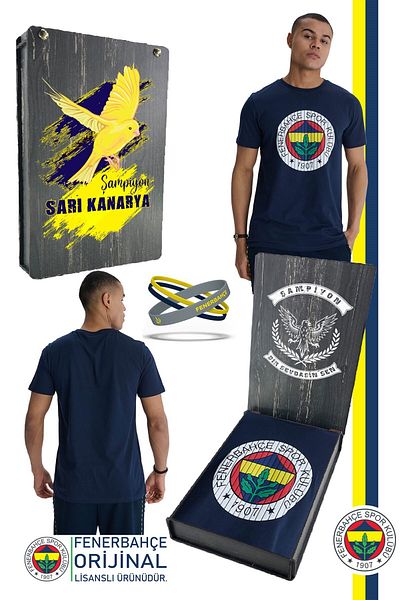 Fenerbahçe Licensed Embossed Logo T-Shirt and Bracelet Set, Gift Top Have