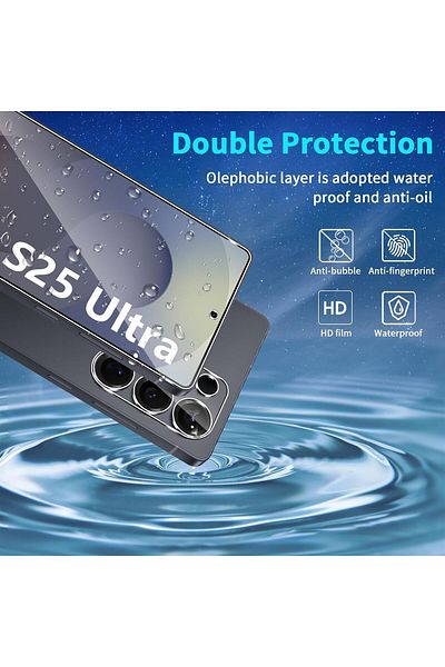 AWH واقي شاشة من الزجاج المقوى 9H لهاتف Samsung S25 Ultra 5G [عبوة من 3 قطع] + فيلم كاميرا، عالي الدقة