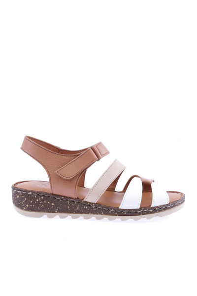 DGN 320-23y Sandale cu velcro cu bretele pentru femei, piele naturală, bronz ...