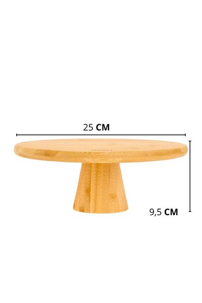 Meturas Bambu Yuvarlak Pasta Ve Börek Sunumluk Standı - 24 X 9,5 Cm Doğal Ve Şık Servis Tablası