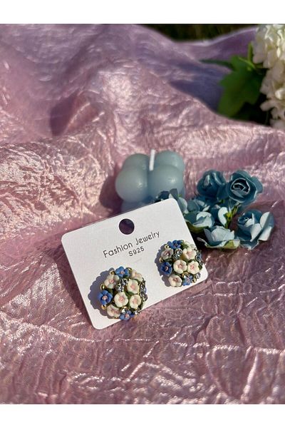 MeSin Store Blue-White Bouquet Women's Daily Earrings