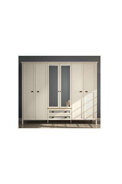 CaddeYıldız Astoria 6 Kapılı Gardrop - Çekmeceli