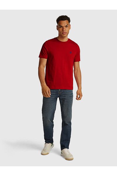 Tommy Hilfiger Men's Regular Fit Round Neck 100% Cotton Short Sleeve Red T-Shirt Mw0Mw39256-Xld