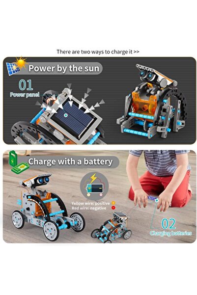 fulina 12 in 1 Educational Solar Robot, 190 Pieces, STEM Kit - 12 in 1 Educational Solar Robot, 190 Pieces