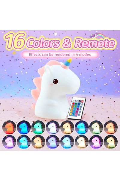 AWH Unicorn Night Light for Kids – Multiple Color Options, 5 Brightness Levels, Touch Lamp