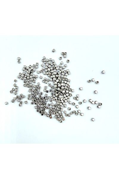 yiğit aksesuar 2 mm Silver Metal Cube Beads 100 Pieces
