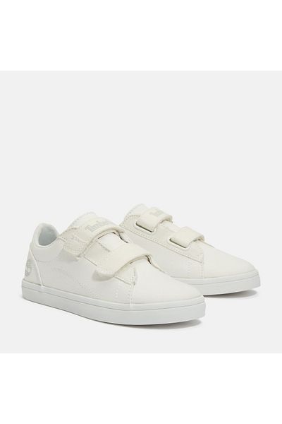 Timberland Stone Jump Low Hook & Loop Sneaker Kids White Sports Shoes Tb0A6C1Jetw1