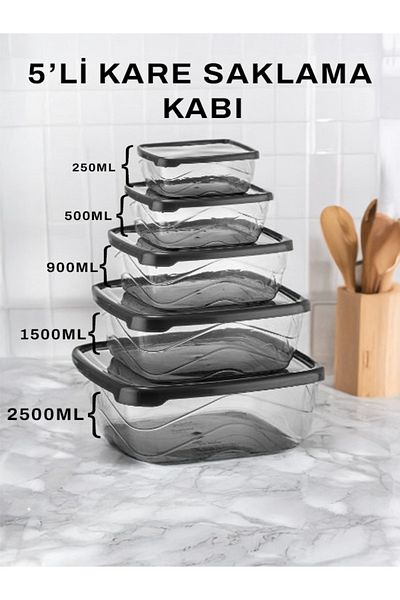 ELDİPA 5-Piece Karakar Lid Storage Door 5-Piece Dry Food Ration Pulses Anthracite