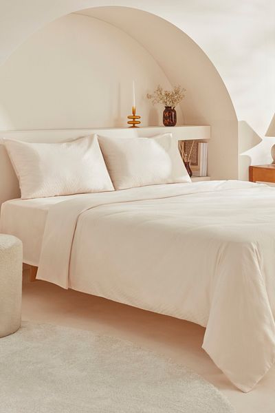 Karaca Home Charm Sion Double Ecru Duvet Cover Set - 100% Cotton, Jacquard Satin
