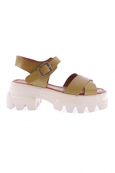DGN Green Genuine Leather - Women's Sandals with Thick Soles and Cross Straps...