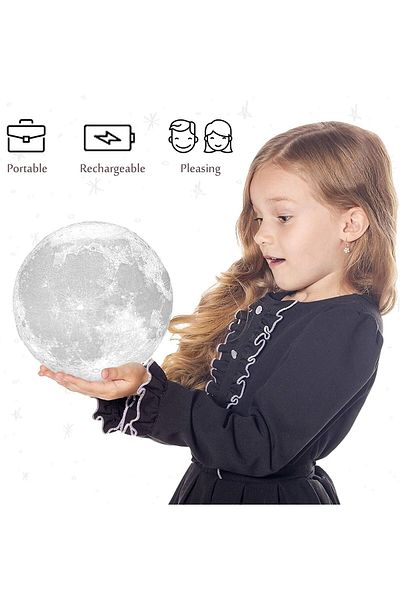 AWH Moon Lamp, 7.1" LED Night Light, 16 Colors, Remote & Touch Control, Gift for Kids/Unisex Adults