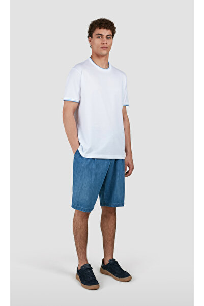 PAUL&SHARK تي شيرت أبيض بقصة عادية للرجال مصنوع من القطن بنسبة 100% 25411025 -010