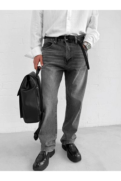 ablukaonline Men's Baggy Fit Jean Dark Gray