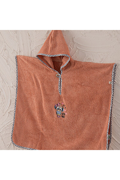 Ecocotton Melodica Baby Poncho 100% Organic Cotton Embroidered Salmon 2-5 Years