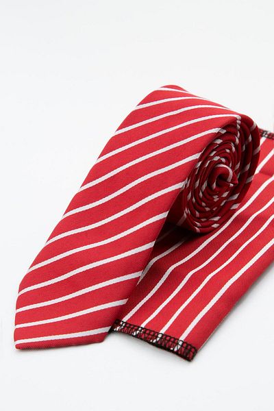 SIRRI Boy's Striped Tie and Handkerchief Set 2-13 Years - 5Cmx110Cm