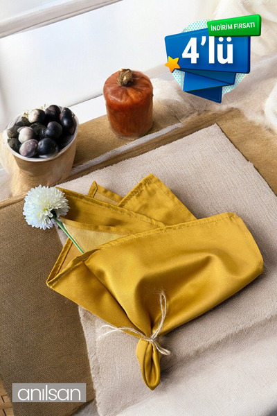 Anılsan Set de 4 bumbac 100% șervețele maro pentru hotel, prezentare, restaur...