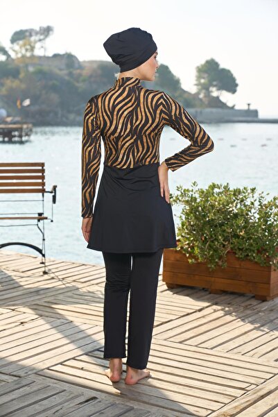 Estiva Γυναικείο ολόσωμο μαγιό με σχέδιο τίγρης μαύρο