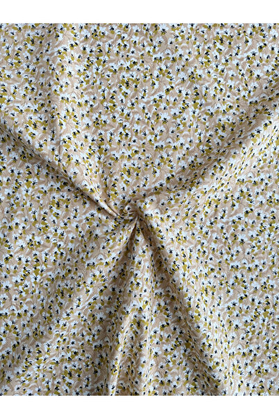 Niks Home Țesătură Poplin 100% Bumbac - Crem Floral - Lățime: 160cm