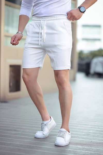 Gameyal Ανδρικό λινό σορτς με φαρδιά τσέπη με λεπτομέρεια στη μέση με κορδόνι