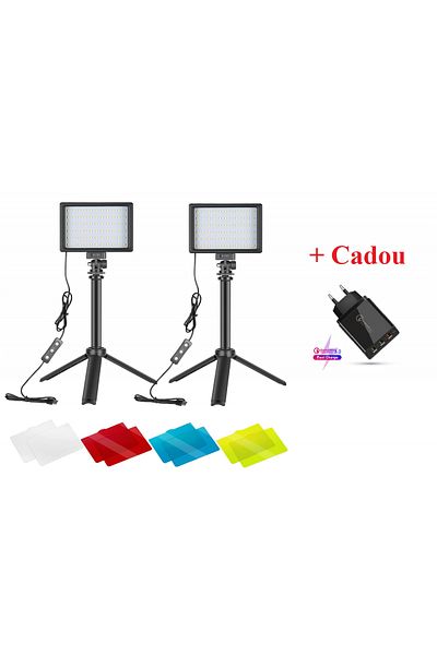 NEEWER Neewer 2 mini panels kit 8 filters, with 116 cm tripods + 4x USB charger