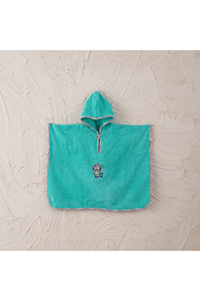 Ecocotton Melodica Baby Poncho 100% Organic Cotton Embroidered Mint Age 2-5