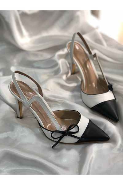 Hg Ayakkabı Leiticia White-Black 9 cm Heeled Shoes Stiletto