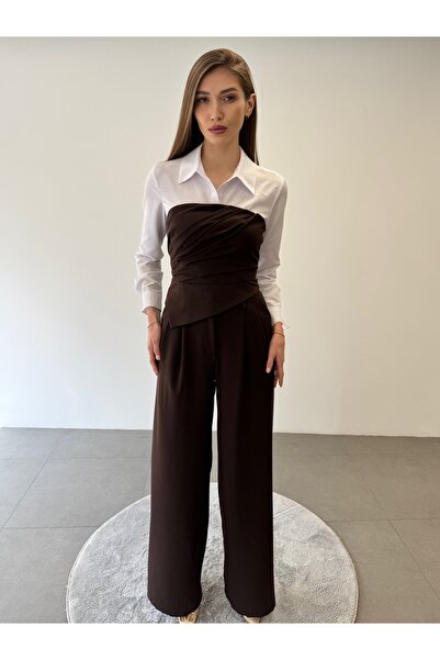 ossons Τριπλό Στράπλες Crop Πουκάμισο Παντελόνι Κοστούμι