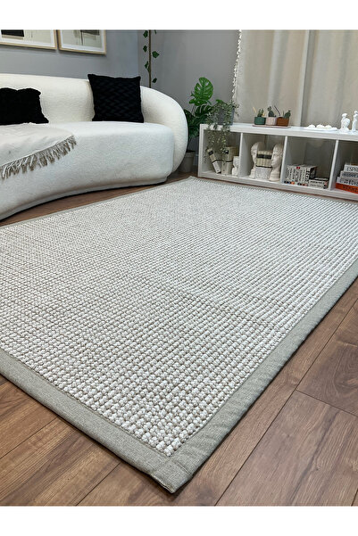 SARAZ HALI Kumaş Bordür Bej Bukle Bej Bordür  Halı Salon Koridor Mutfak Çocuk Odası Halısı  Kilim S265