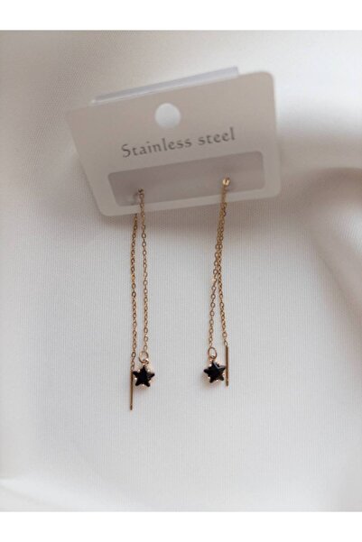 Minne Jewelry-Accessory Zincir Sallantılı Küpe - Boncuklu Renkli Sallantılı Küpe - Çelik Sallantılı Küpe