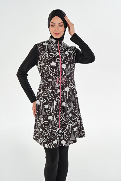 MARESİVA Quick Dry Front Zip Women's Long Sleeve Turtleneck Swimsuit