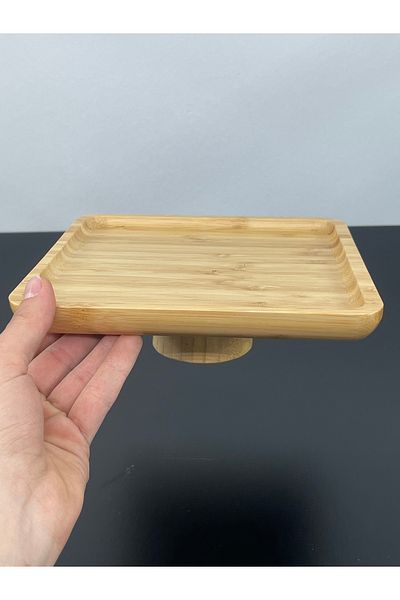 YzHome Bamboo Footed Square Presentation Serving Plate Dish Bowl 20*20*6cm