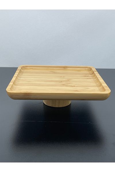 YzHome Bamboo Footed Square Presentation Serving Plate Dish Bowl 20*20*6cm