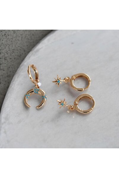 vina's atelier Ay Yıldız Üçlü Set Küpe